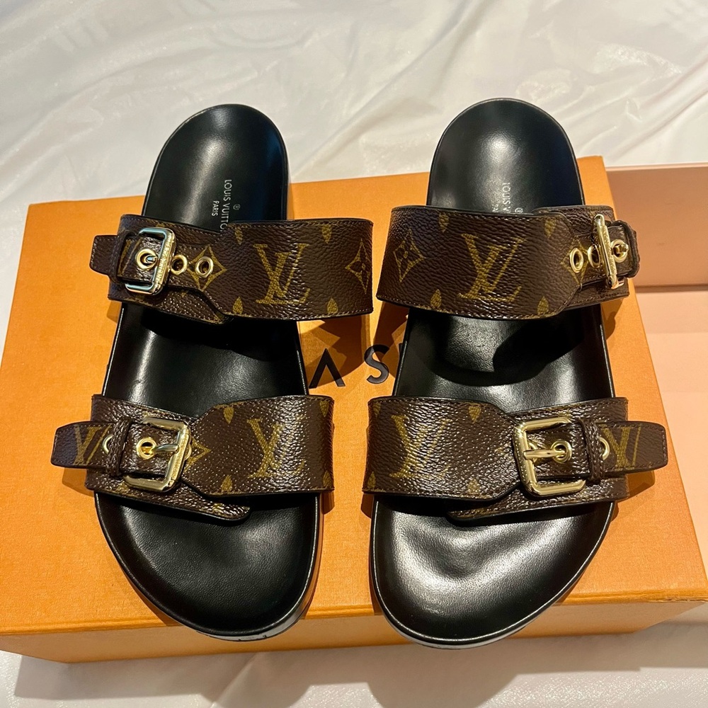 Louis Vuitton Monogram Brown Slide Sandals